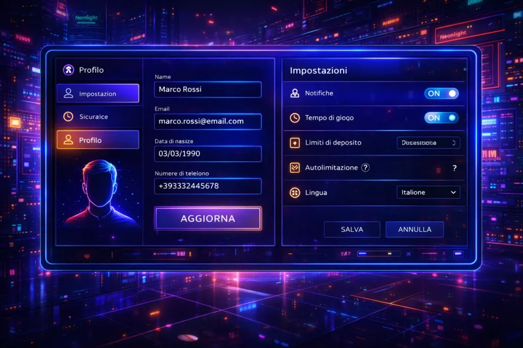 Registrazione e gestione profilo