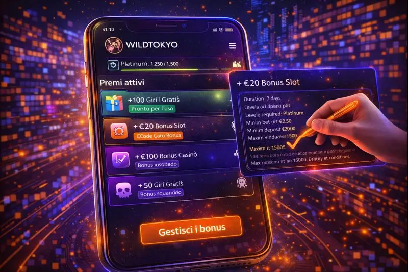 Gestione dei bonus nel profilo WildTokyo